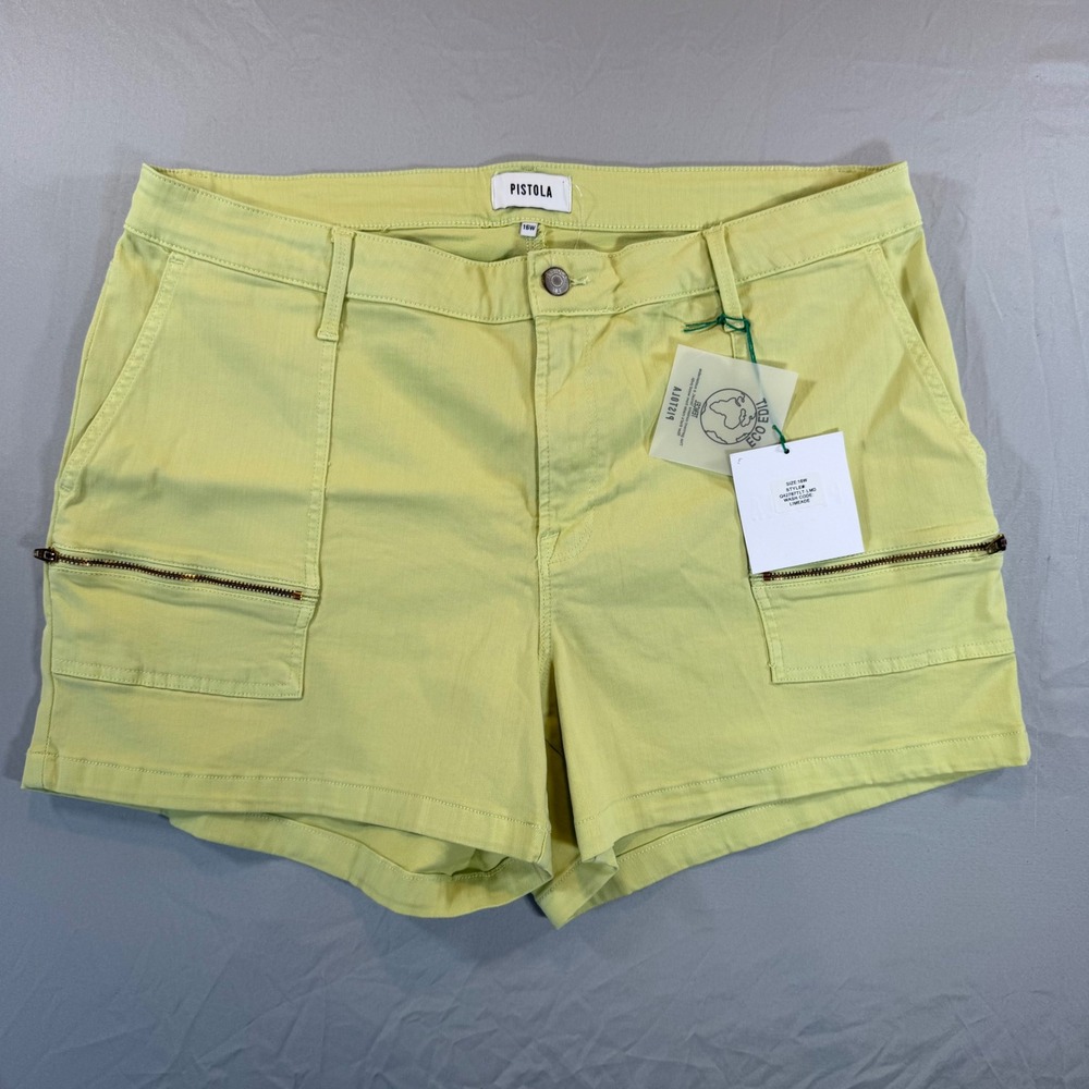Pistola Hannah‎ Cargo Shorts Limeade Green Zipper Utility 16W Q42787TLT-LMD NEW